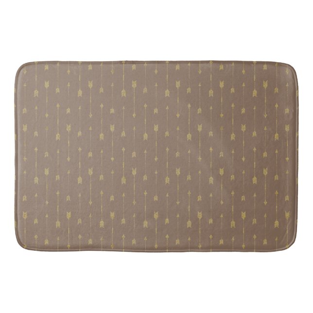 Tapete De Banheiro Trendy Mocha Brown & Dourado Boho Arrows Bath Mat (Frente)