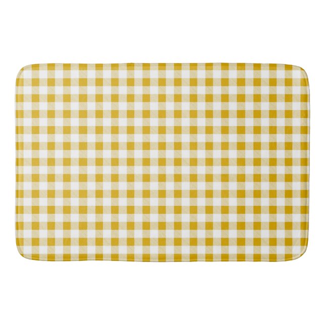 Tapete De Banheiro Trendy Rustic Mostard Yellow Gingham Checks (Frente)
