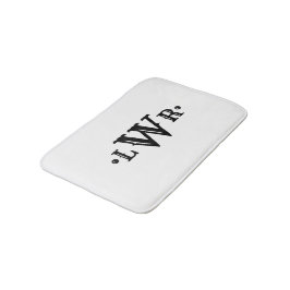 Tapete De Banheiro Três letras monograma, preto e branco elegante