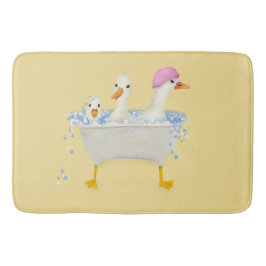 Tapete De Banheiro Três patos numa banheira aquarela caprichosa