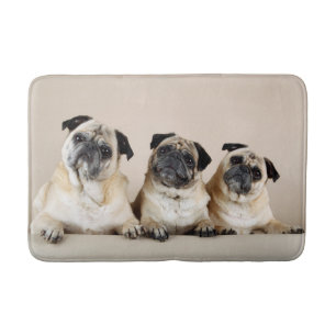 Tapete De Banheiro Três Pugs Em Uma Linha