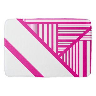 Tapete De Banheiro Triângulo Stripes em magenta e branco