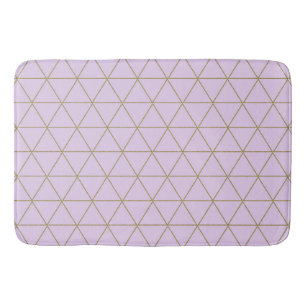 Tapete De Banheiro Triângulos Geométricos Dourado Lavanda Boho Glam