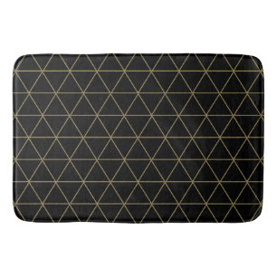 Tapete De Banheiro Triângulos Geométricos Preto Dourado Boho Glam Min