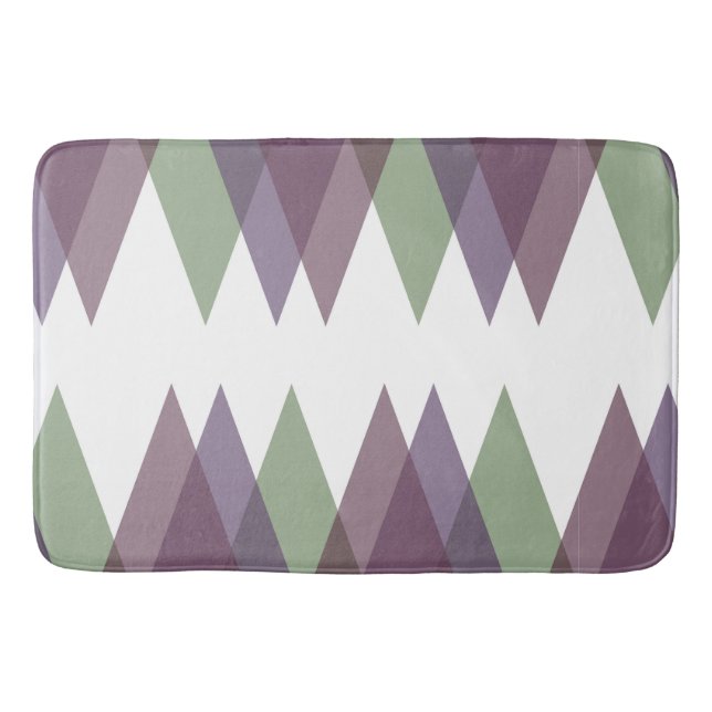 Tapete De Banheiro Triângulos Mauve e Verde (Frente)