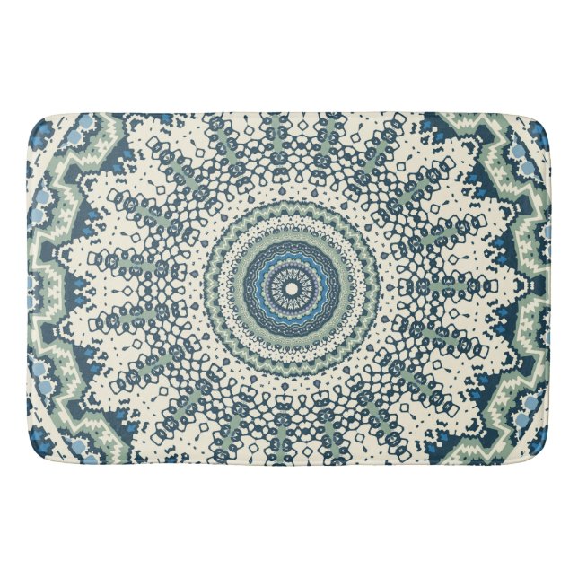 Tapete De Banheiro Tribal Blue Mandala (Frente)
