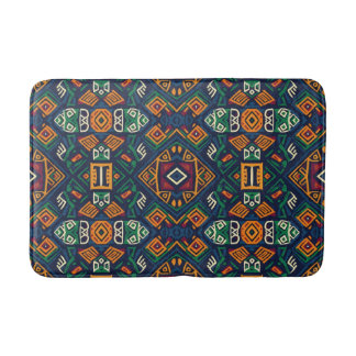 Tapete De Banheiro Tribal Étnico Boho Verde e Azul