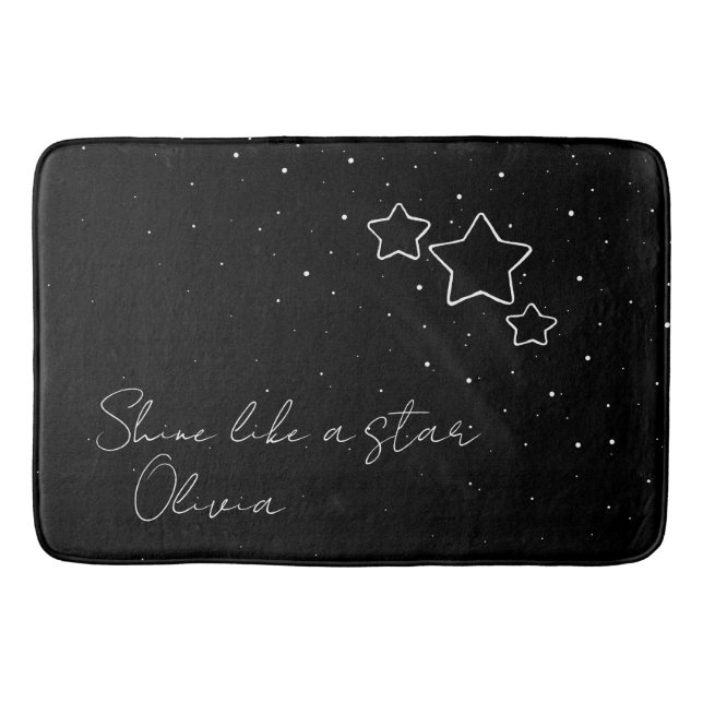 Tapete De Banheiro Trio de estrelas em preto e branco com mensagem e  (Frente)