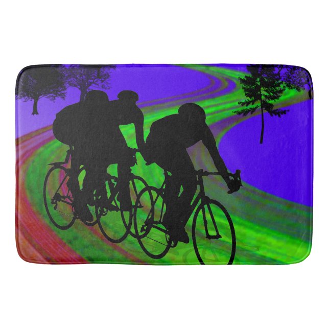 Tapete De Banheiro Trio do ciclismo na estrada da fita (Frente)