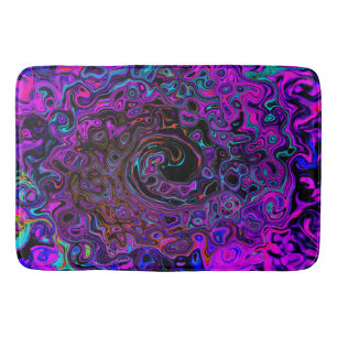Tapete De Banheiro Trippy Black and Magenta Retro Liquid Swirl