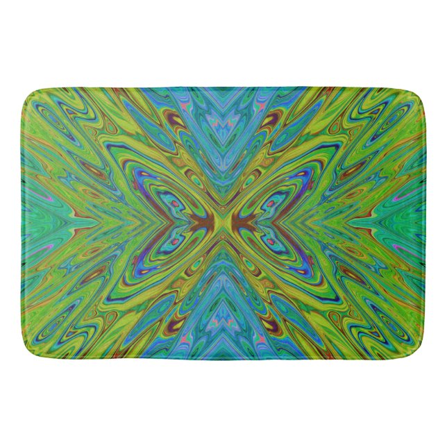 Tapete De Banheiro Trippy Chartreuse e Blue Abstrato Butterfly (Frente)