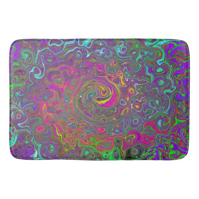 Tapete De Banheiro Trippy Hot Pink Abstrato Retro Liquid Swirl (Frente)