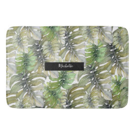 Tapete De Banheiro Tropical Monstera Palm Green