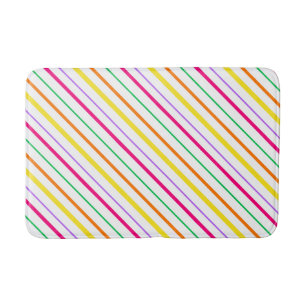 Tapete De Banheiro Tropical Pink Green Orange Yellow Stripes