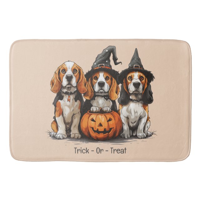 Tapete De Banheiro Truque Ou Tratar Cães De Beagle Halloween (Frente)