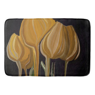 Tapete De Banheiro Tulipa Trio Dourada em Preto
