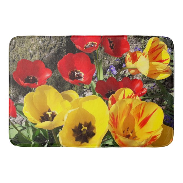 Tapete De Banheiro Tulipas Amarelas e Vermelhas (Frente)