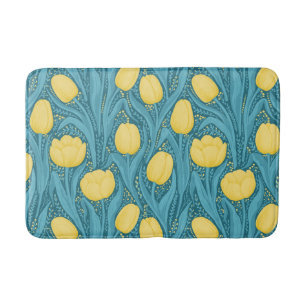 Tapete De Banheiro Tulipas em azul e amarelo
