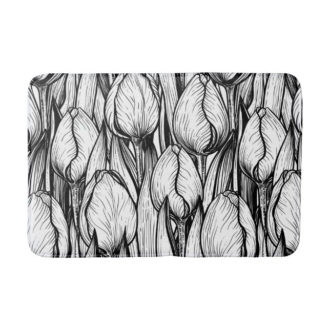 Tapete De Banheiro Tulipas em preto e branco (Frente)