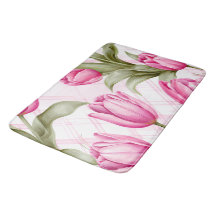 Tulipas Rosa e Floral Xadrez de Primavera