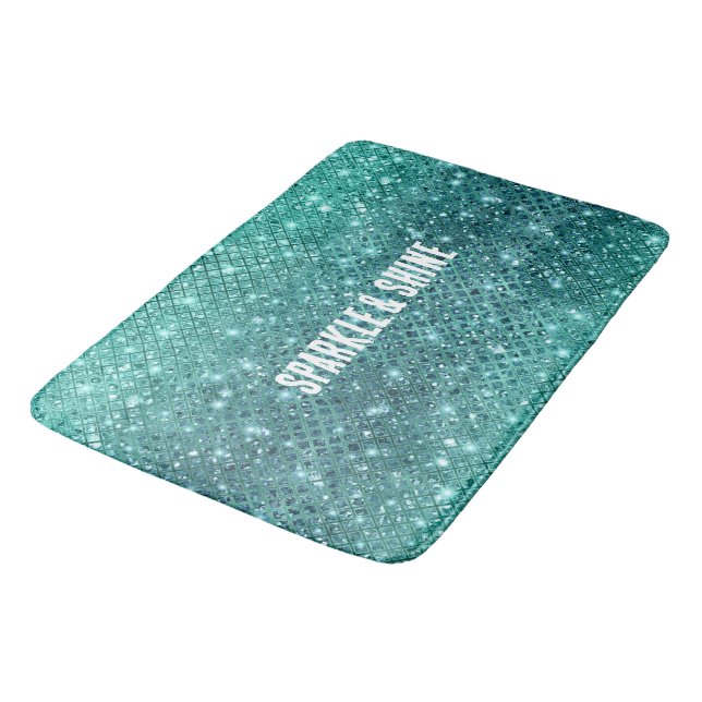 Tapete De Banheiro Turquesa Aqua Green Sparkle (Angulado)