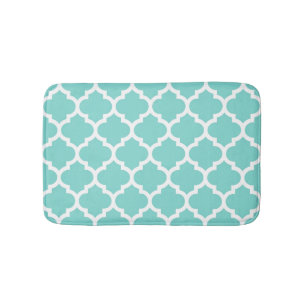 Tapete De Banheiro Turquesa Aqua Whatrefoil marroquino Padrão Quatre