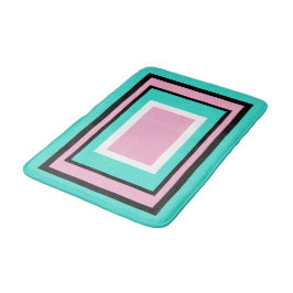 Tapete De Banheiro Turquesa Rosa Branco Preto Geométrico
