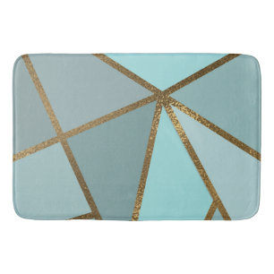 Tapete De Banheiro Turquesa Verde Azul Marinho & Geométrico Bronze