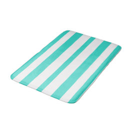 Tapete De Banheiro Turquoise White Beachy Summer Stripes