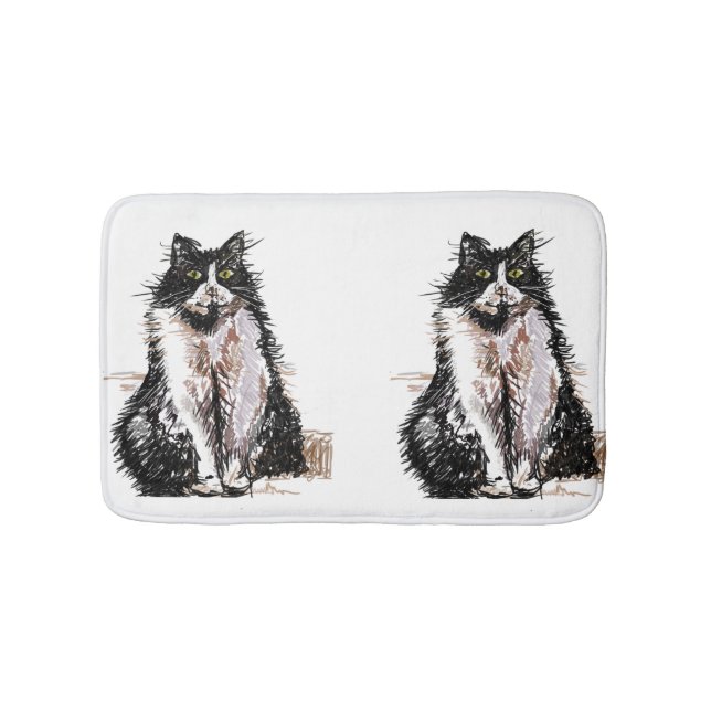 Tapete De Banheiro Tuxedo Cat Black and White Cats pets Bath Mat (frente)