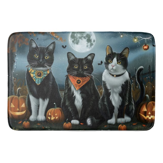 Tapete De Banheiro Tuxedo Cat Halloween Spooky (Frente)