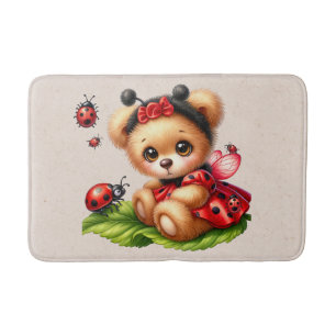 Tapete De Banheiro Um Belo Urso De Teddy Vestido Como Um Ladybug