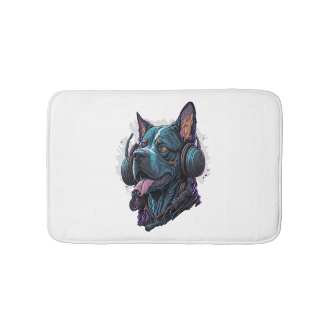 Tapete De Banheiro Um cachorro legal ouvindo música (frente)