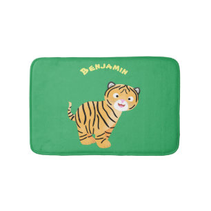 Tapete De Banheiro Um desenho animado de tigre feliz