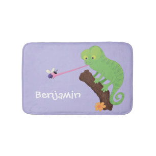 Tapete De Banheiro Um desenho animado verde-feliz chameleon lagarto