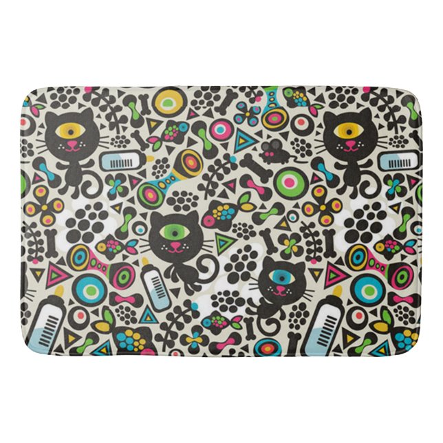 Tapete De Banheiro Um Gato Negro Olhado (Frente)