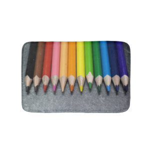 Tapete De Banheiro Uma Linha de Lápis Coloridos.