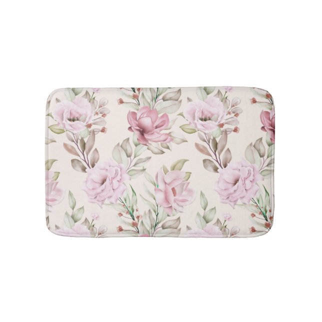 Tapete De Banheiro Uma pintura floral e folhas em padrão sem costura (frente)