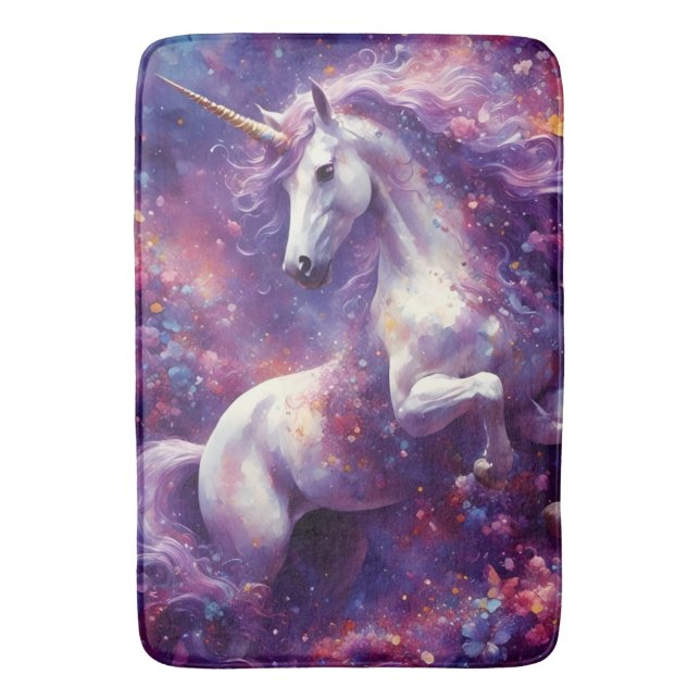 Tapete De Banheiro Unicorn Purple Mane (Frente Vertical)