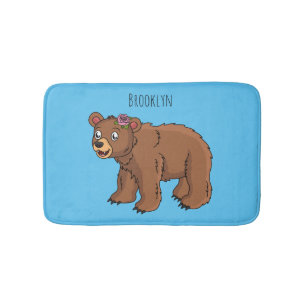 Tapete De Banheiro Urso bonito com ilustração de desenho animado de