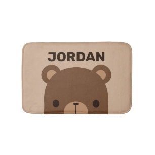 Tapete De Banheiro Urso Castanho Bonito com Nome Personalizado
