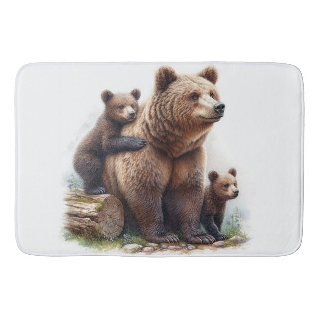 Tapete De Banheiro Urso Castanho com Dois Cubos (Frente)