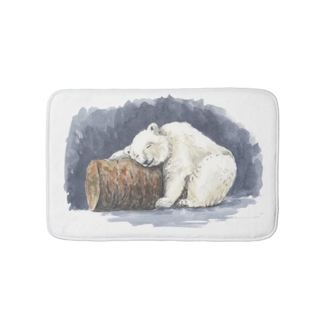Tapete De Banheiro Urso polar dormindo, arte aquarela (frente)