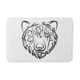 Tapete De Banheiro Urso Tribal Negro e Branco