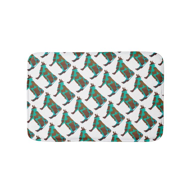 Tapete De Banheiro Vaca Brown e Teal Silhouette (frente)