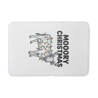 Tapete De Banheiro Vaca de Natal Mooory Desenho de Gravura Vintage_1