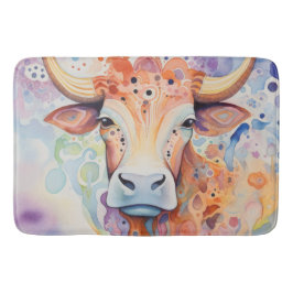 Tapete De Banheiro Vaca em Aquarela Bubbly Soft