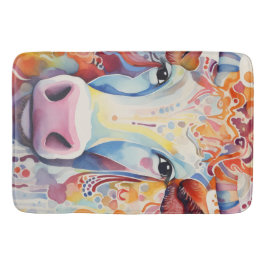 Tapete De Banheiro Vaca em Aquarela Bubbly Soft