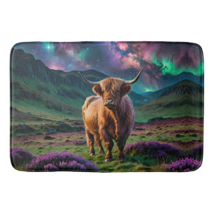 Tapete De Banheiro Vaca Highland Sob As Estrelas
