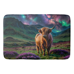 Tapete De Banheiro Vaca Highland Sob As Estrelas